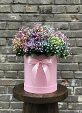 Цветочная композиция из Гипсофила и Розы в шляпной коробке в Первомайском Оренбургская область