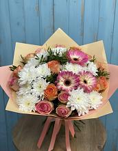 Букет цветов из:  Розы, Герберы и Хризантемы в Первомайском Оренбургская область