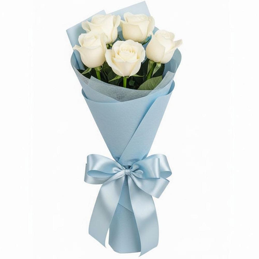 Букет 5 Белых роз Проуд в Первомайском Оренбургская область