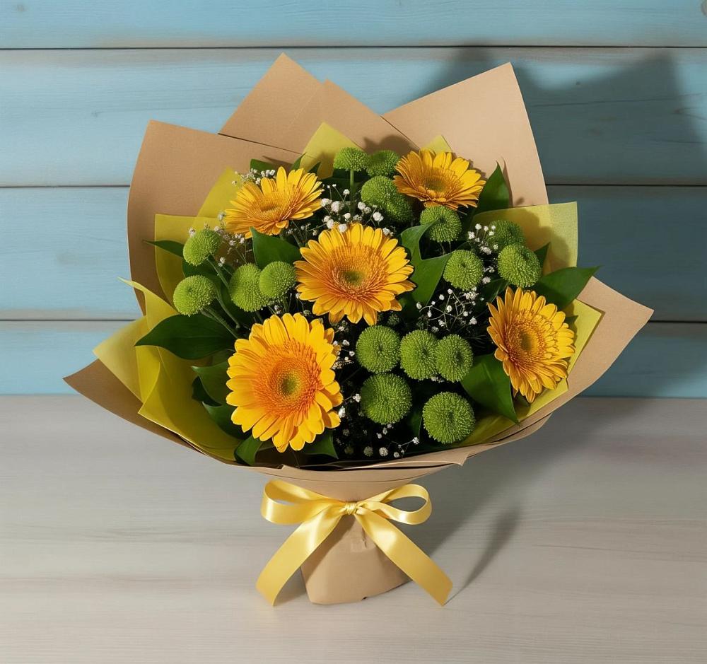 Букет цветов из: Герберы и Хризантемы в Первомайском Оренбургская область