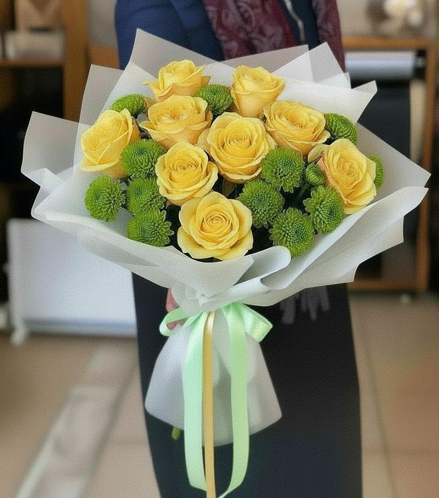 Букет цветов из: Хризантемы и Розы в Первомайском Оренбургская область