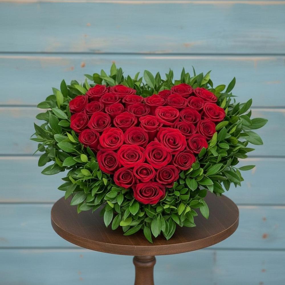 Цветочная композиция из Розы в виде сердца в Первомайском Оренбургская область