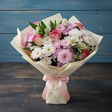 Букет цветов из:  Хризантемы, Альстромерии и Розы в Первомайском Оренбургская область