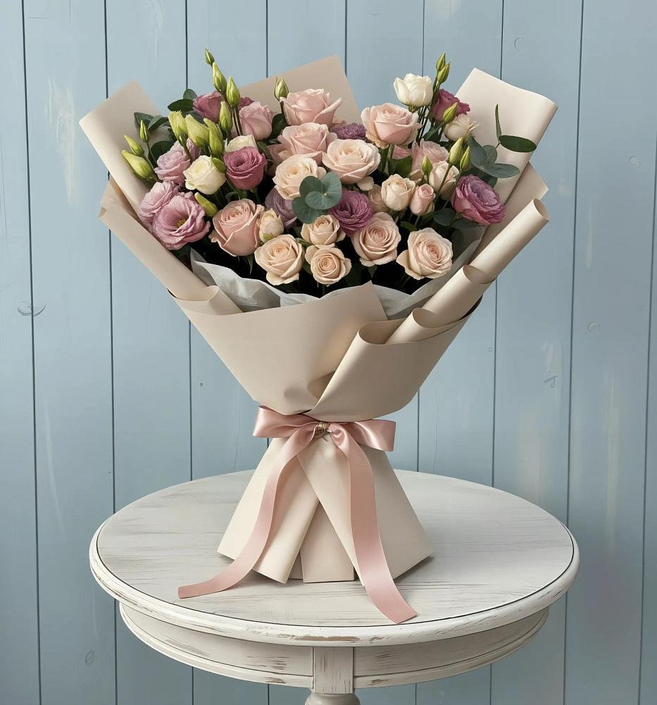 Букет цветов из: Розы и Лизиантусы в Первомайском Оренбургская область