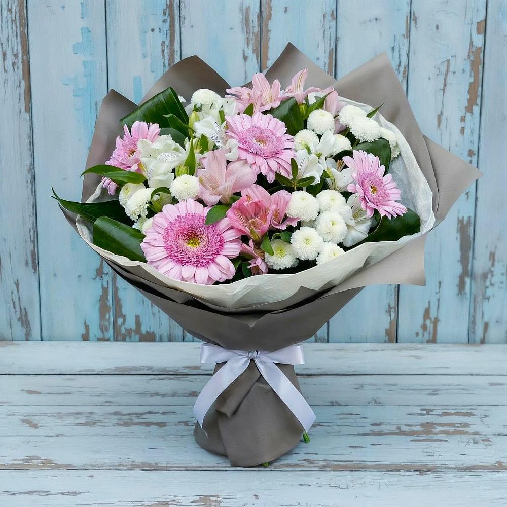Букет цветов из: Герберы, Альстромерии и Хризантемы в Первомайском Оренбургская область