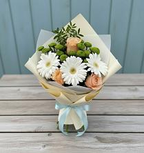 Букет цветов из:  Герберы, Розы и Хризантемы в Первомайском Оренбургская область