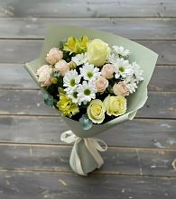 Букет цветов из:  Альстромерии, Розы и Хризантемы в Первомайском Оренбургская область
