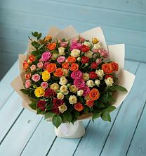 Букет Микс из разноцветных кустовых роз в Первомайском Оренбургская область