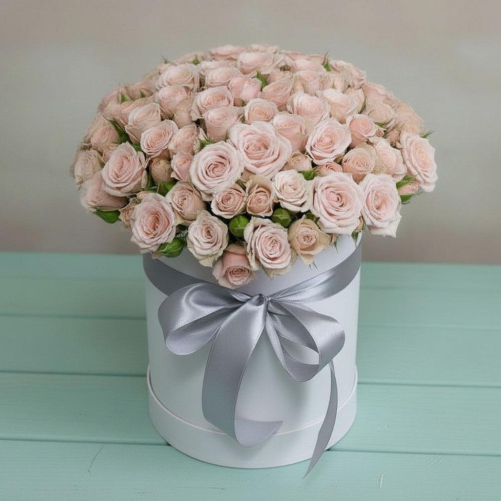 Цветочная композиция из Розы в шляпной коробке в Первомайском Оренбургская область